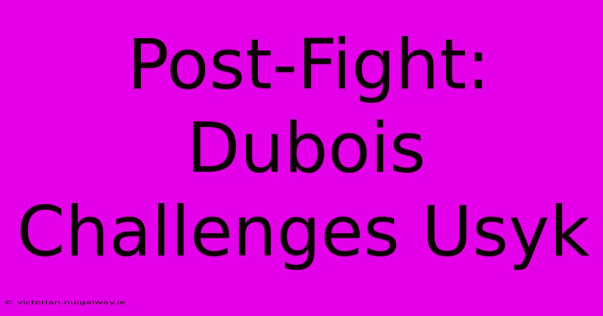 Post-Fight: Dubois Challenges Usyk