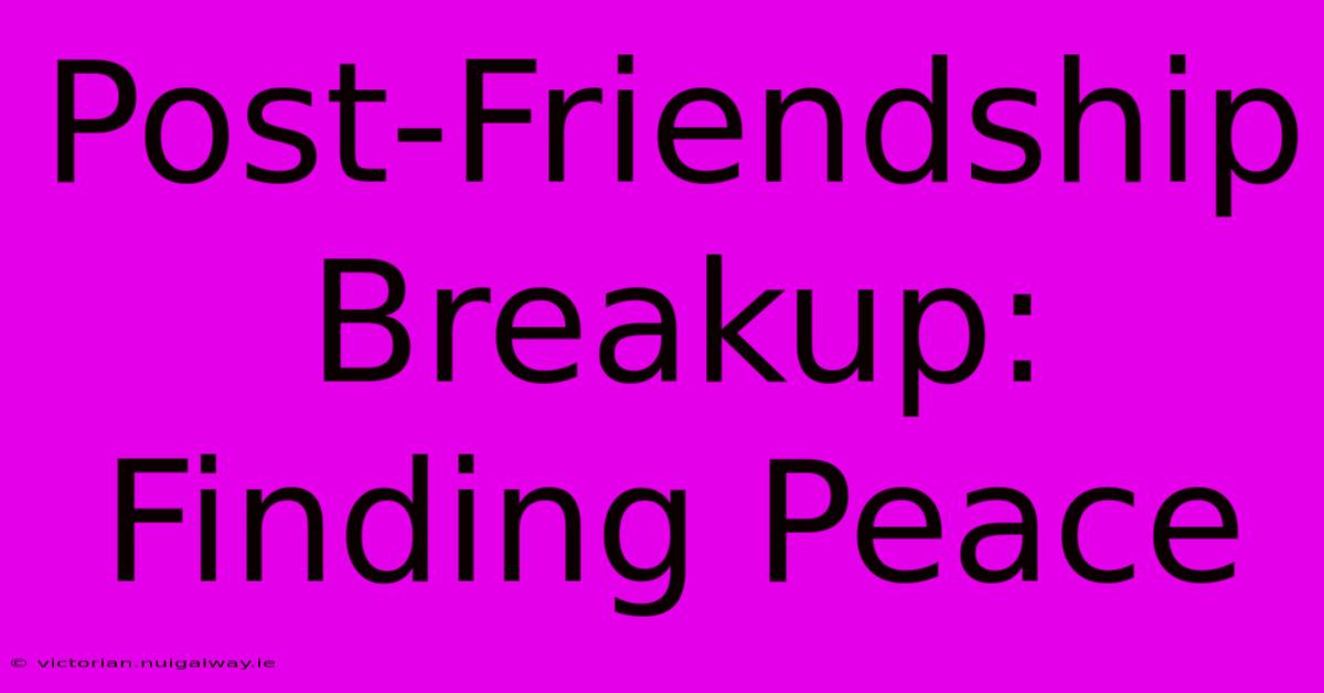 Post-Friendship Breakup: Finding Peace