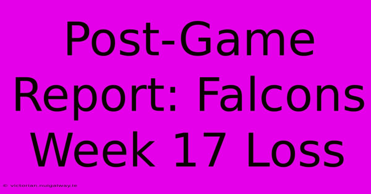 Post-Game Report: Falcons Week 17 Loss