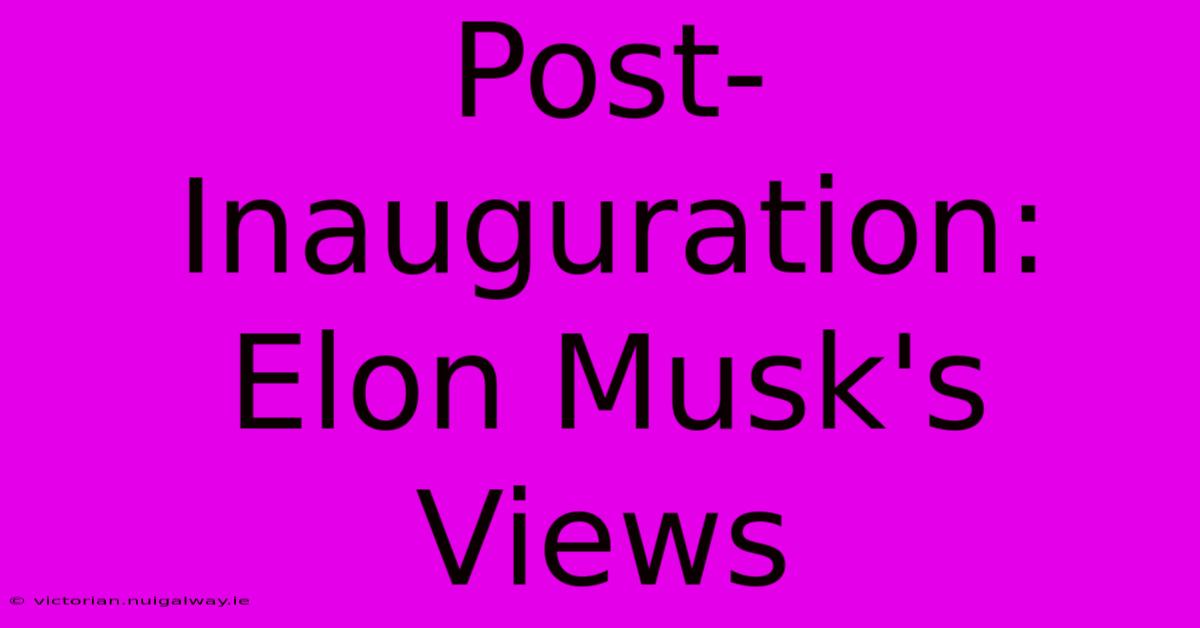 Post-Inauguration: Elon Musk's Views