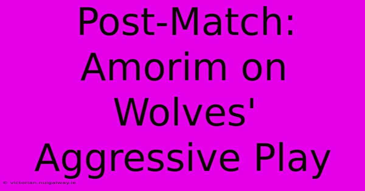 Post-Match: Amorim On Wolves' Aggressive Play