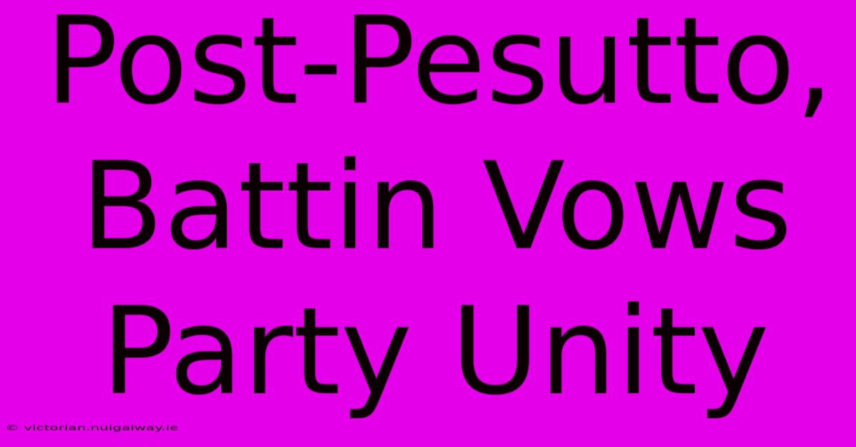 Post-Pesutto, Battin Vows Party Unity