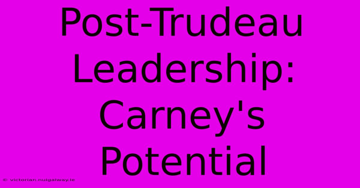 Post-Trudeau Leadership: Carney's Potential