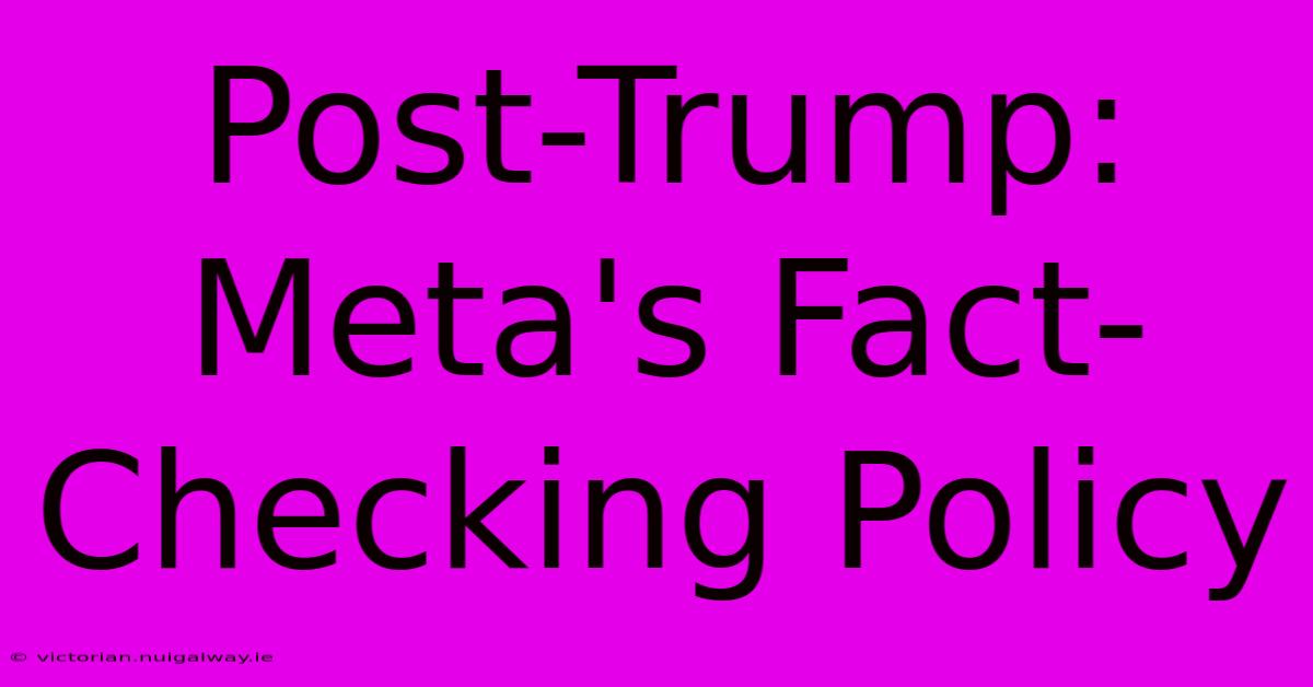 Post-Trump: Meta's Fact-Checking Policy