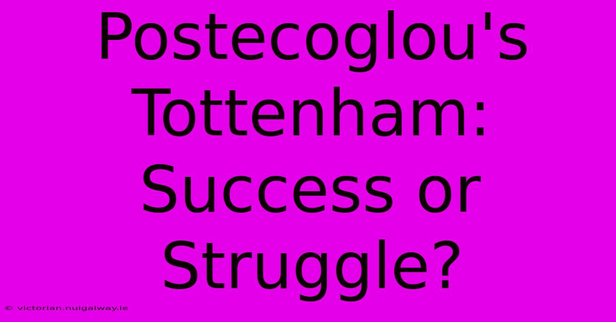 Postecoglou's Tottenham: Success Or Struggle?