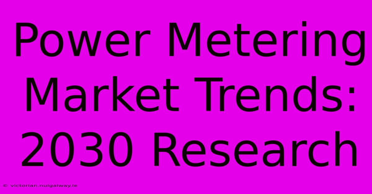 Power Metering Market Trends: 2030 Research