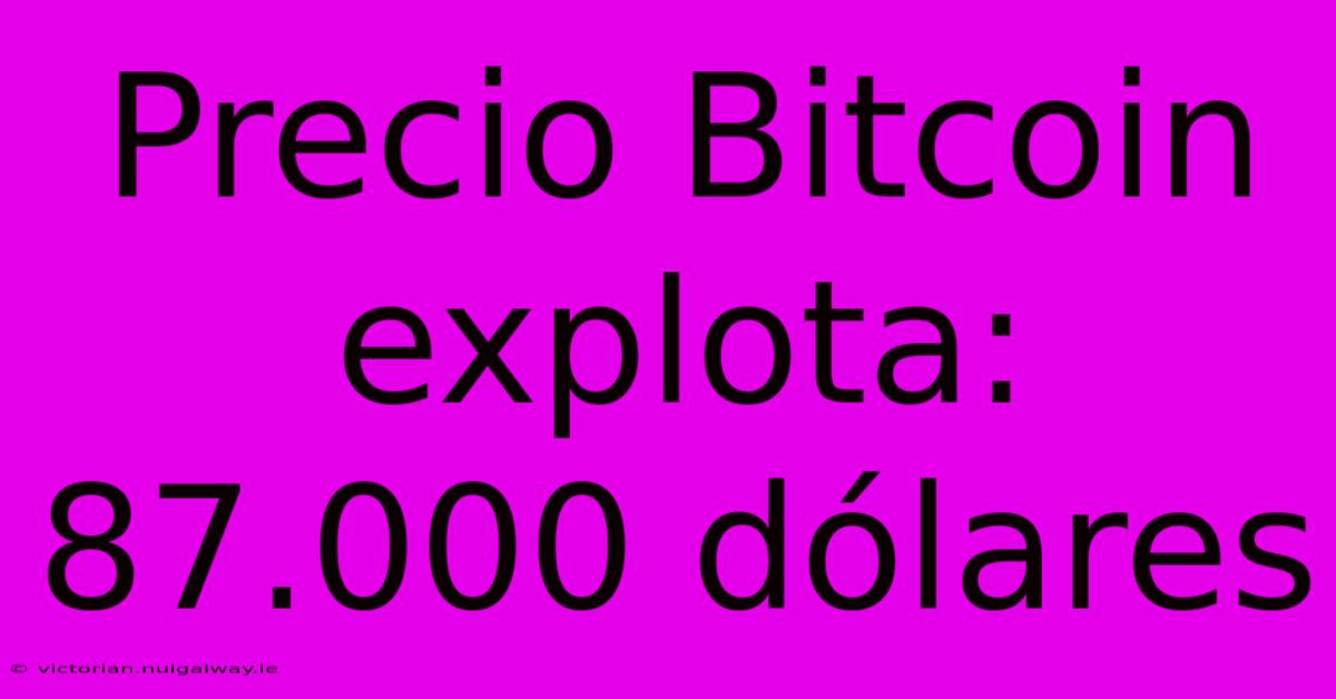 Precio Bitcoin Explota: 87.000 Dólares 