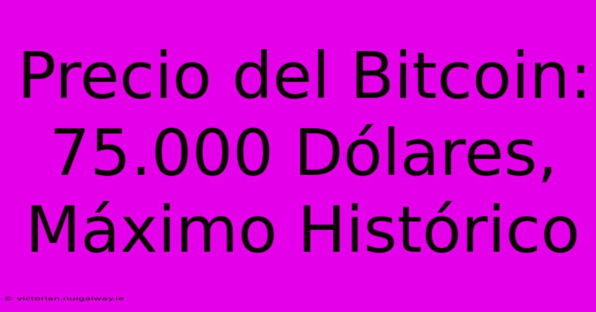 Precio Del Bitcoin: 75.000 Dólares, Máximo Histórico 