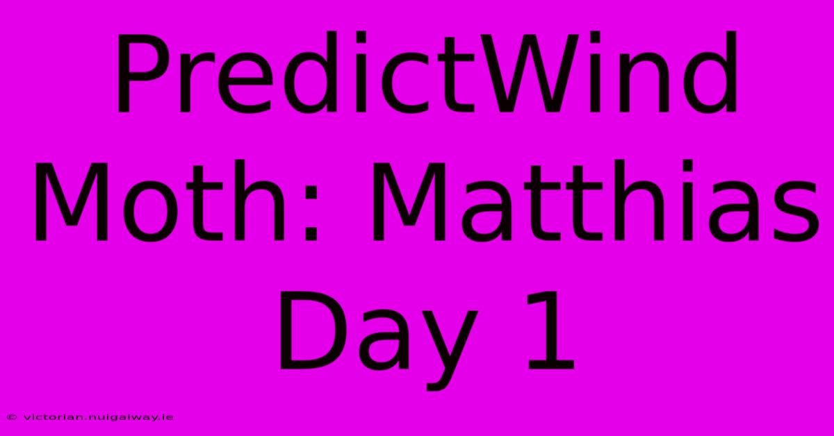 PredictWind Moth: Matthias Day 1