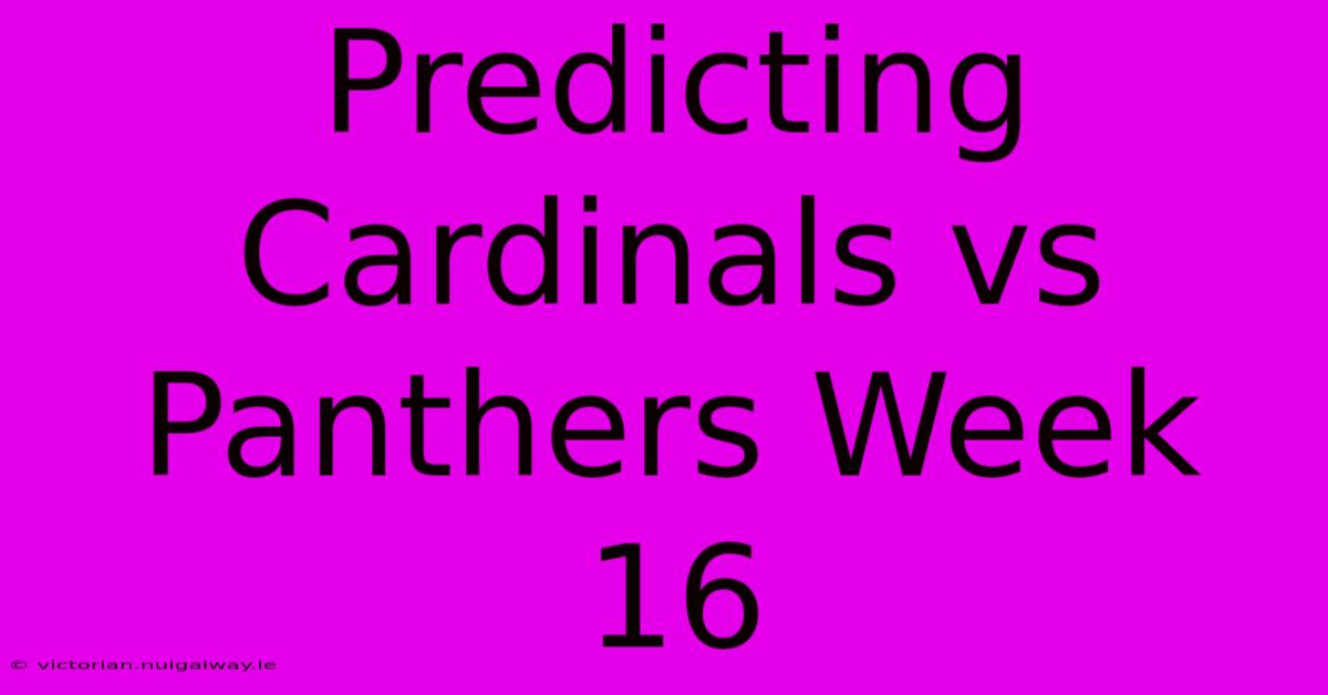 Predicting Cardinals Vs Panthers Week 16