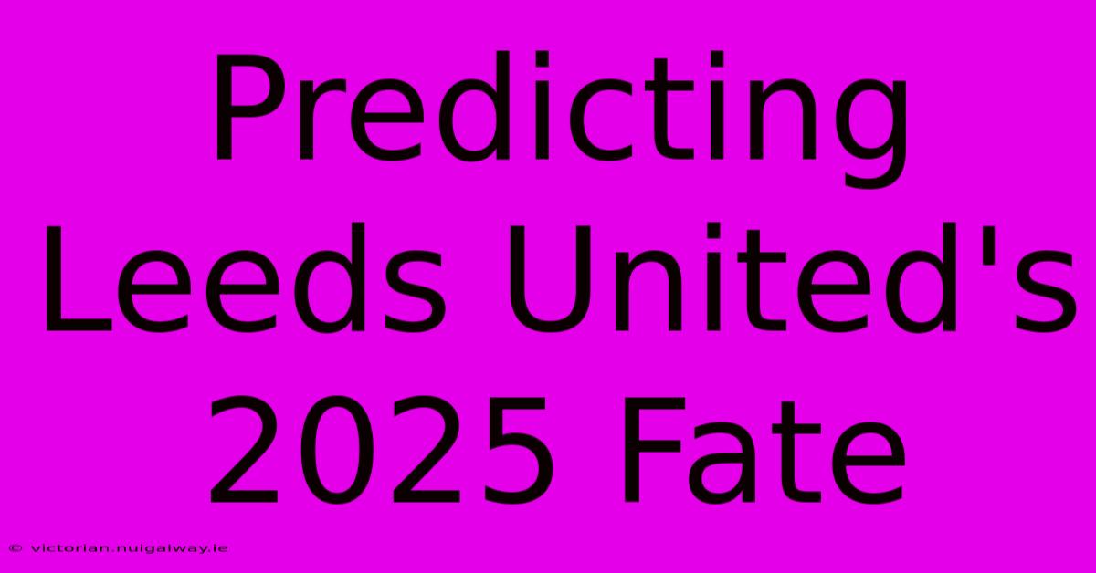 Predicting Leeds United's 2025 Fate