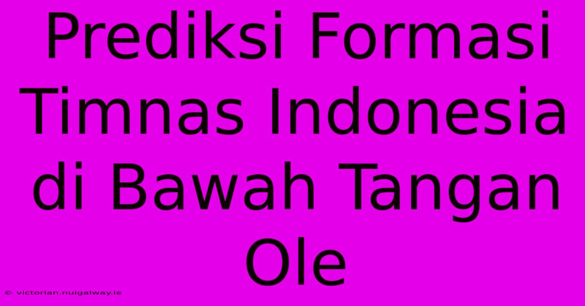 Prediksi Formasi Timnas Indonesia Di Bawah Tangan Ole