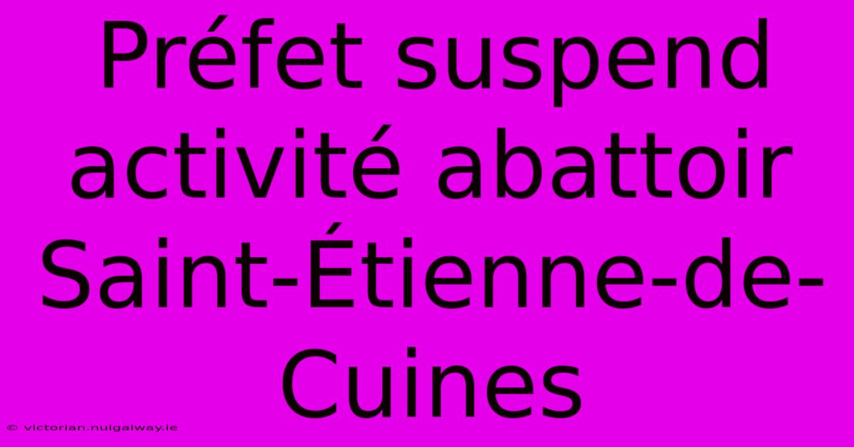 Préfet Suspend Activité Abattoir Saint-Étienne-de-Cuines