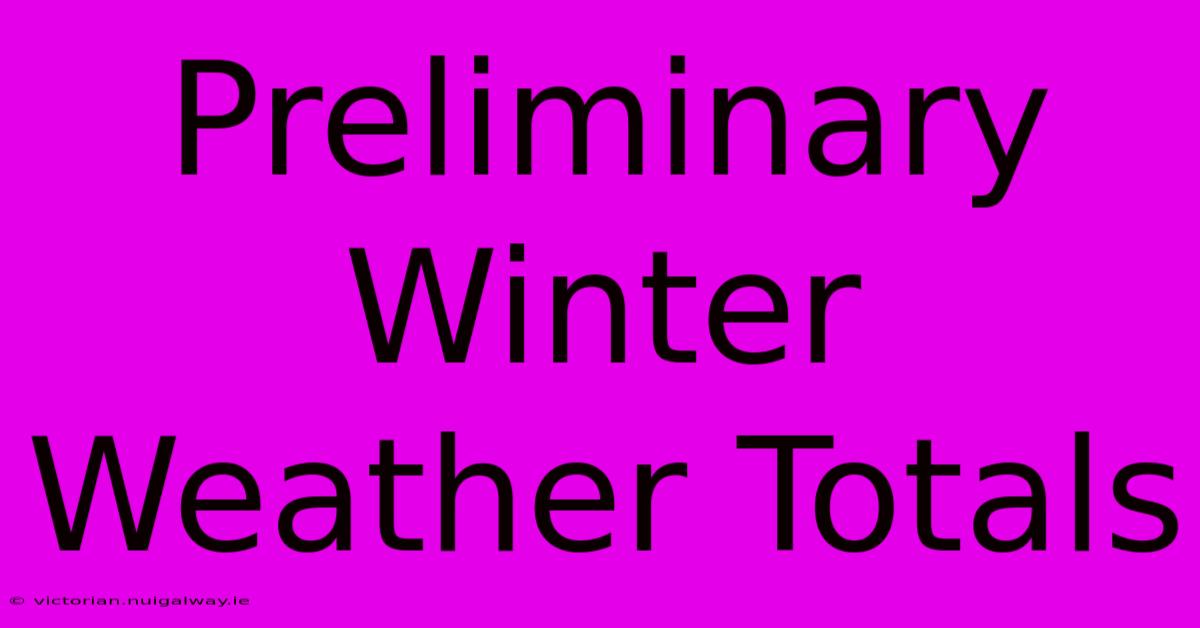 Preliminary Winter Weather Totals