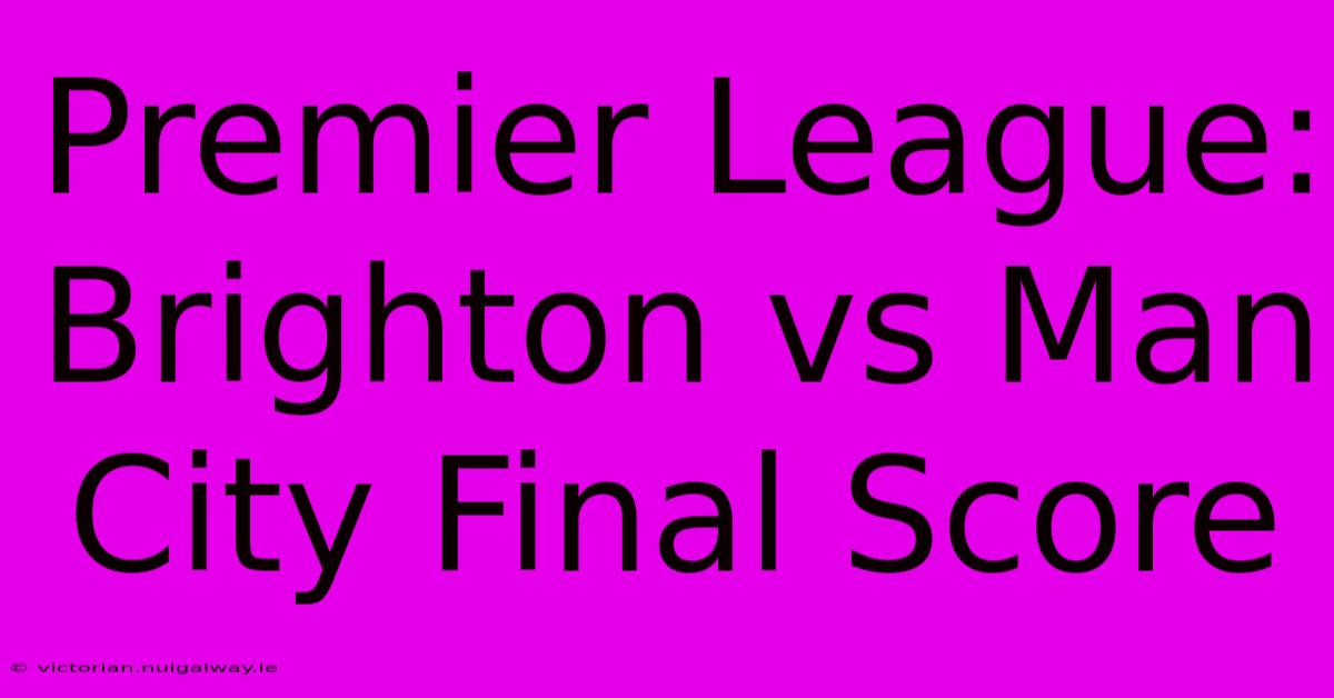 Premier League: Brighton Vs Man City Final Score