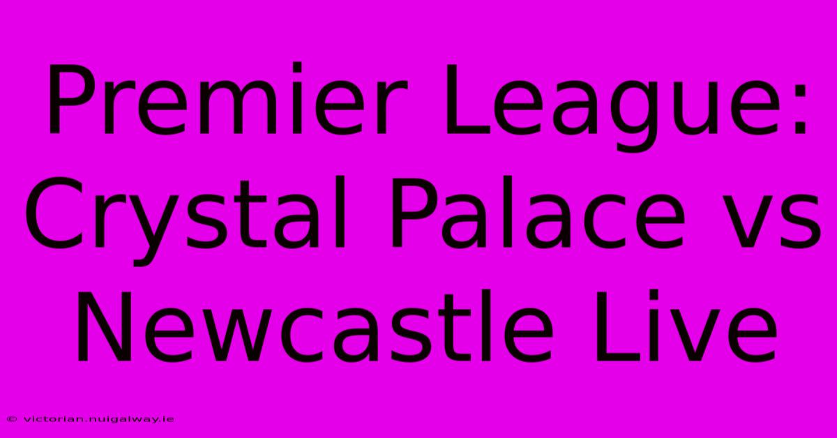 Premier League: Crystal Palace Vs Newcastle Live