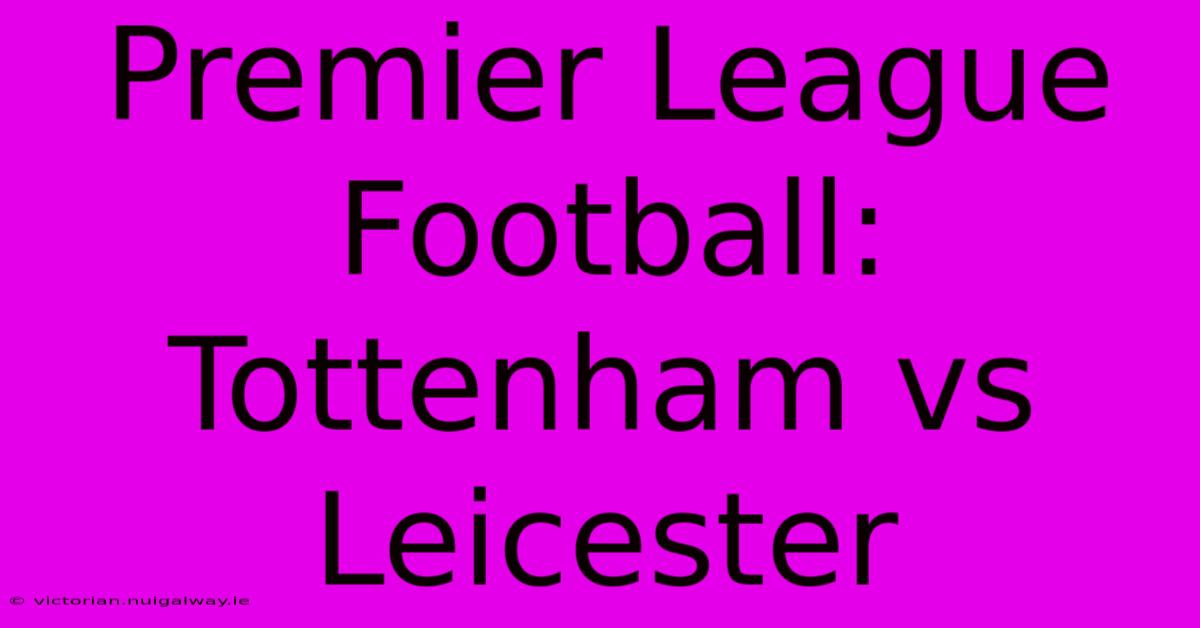 Premier League Football: Tottenham Vs Leicester