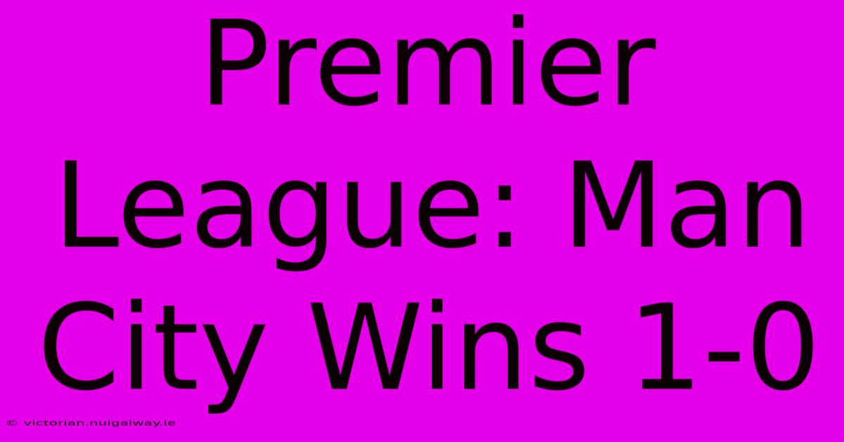 Premier League: Man City Wins 1-0