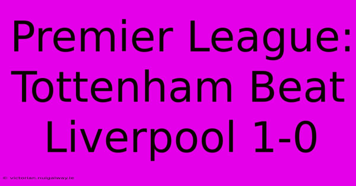 Premier League: Tottenham Beat Liverpool 1-0