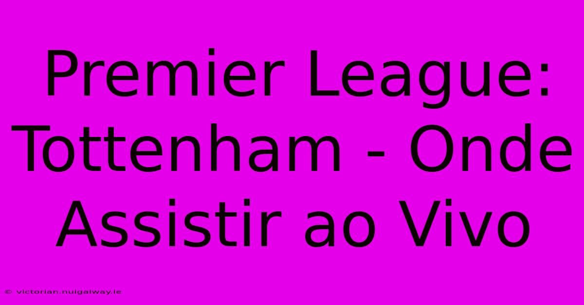 Premier League: Tottenham - Onde Assistir Ao Vivo