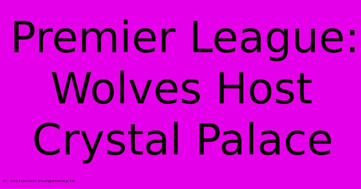 Premier League: Wolves Host Crystal Palace