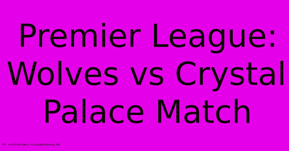 Premier League: Wolves Vs Crystal Palace Match 