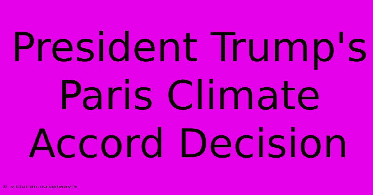 President Trump's Paris Climate Accord Decision