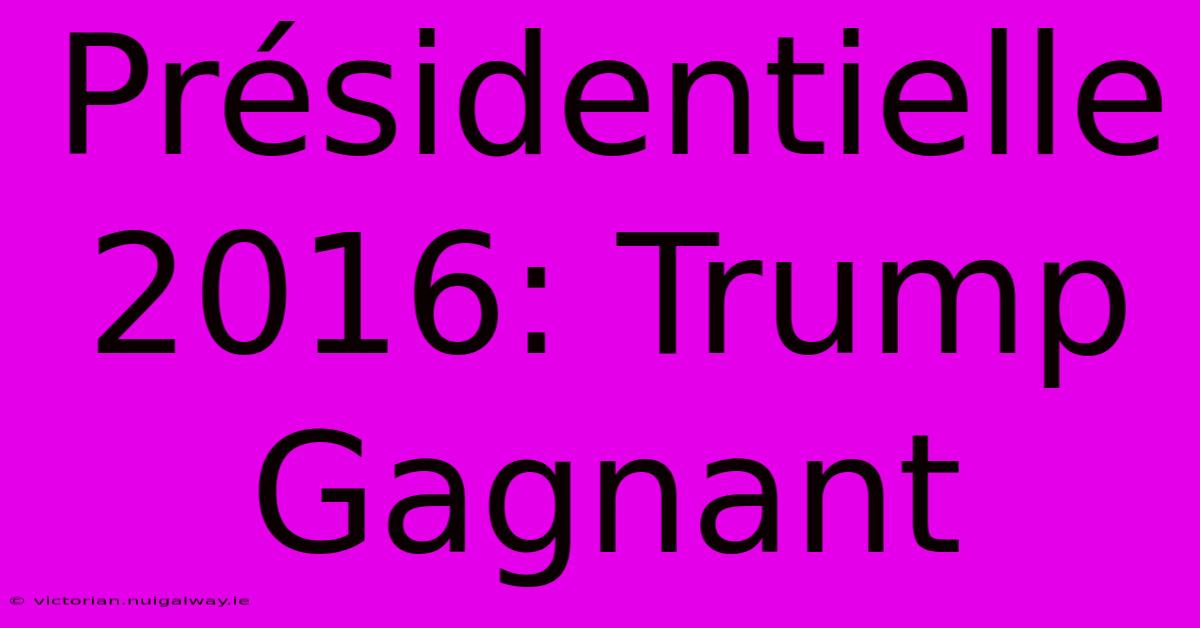 Présidentielle 2016: Trump Gagnant