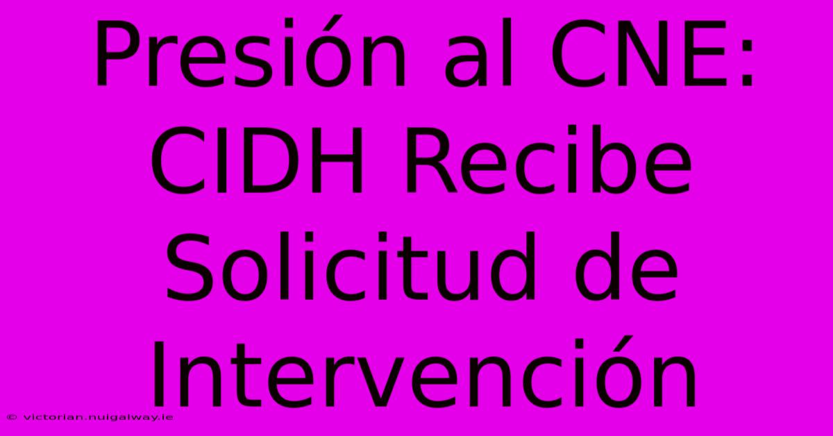 Presión Al CNE: CIDH Recibe Solicitud De Intervención