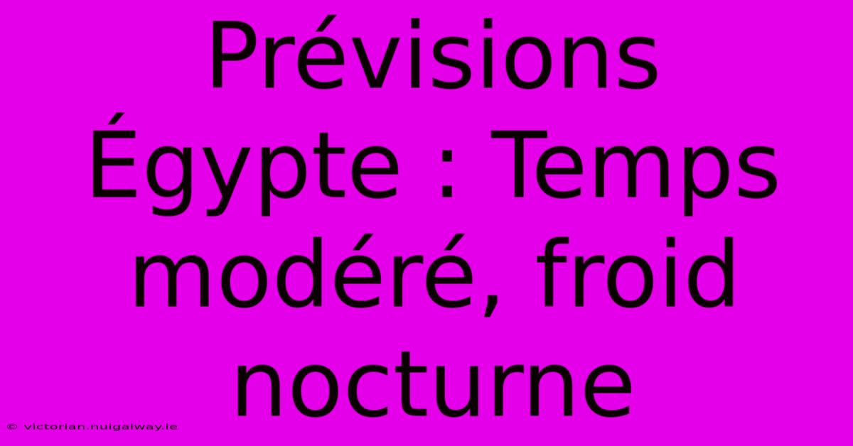 Prévisions Égypte : Temps Modéré, Froid Nocturne