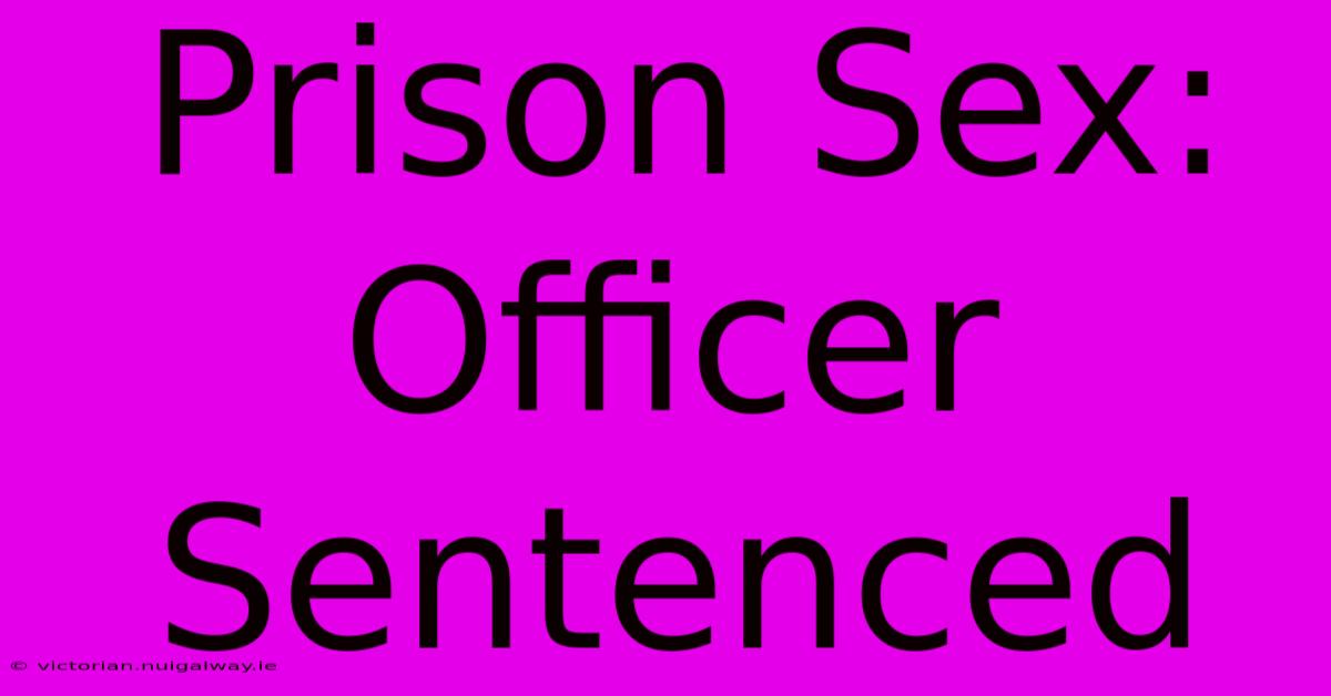 Prison Sex: Officer Sentenced