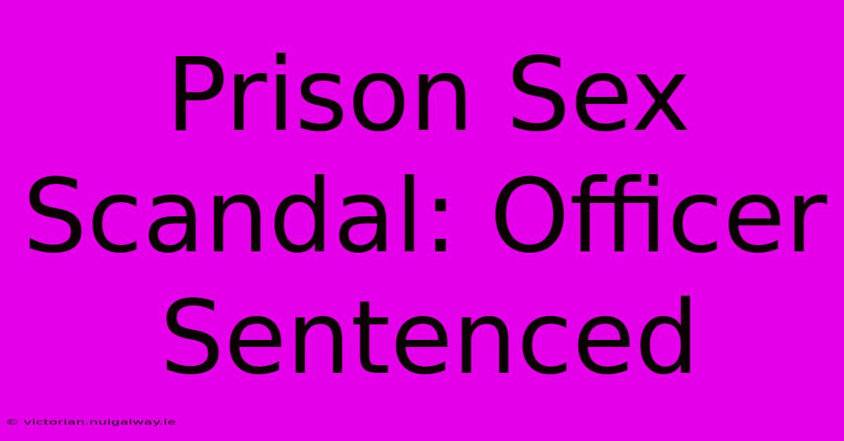 Prison Sex Scandal: Officer Sentenced