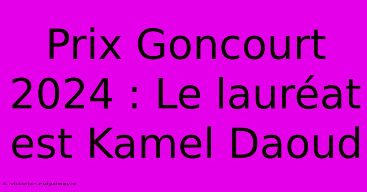 Prix Goncourt 2024 : Le Lauréat Est Kamel Daoud 