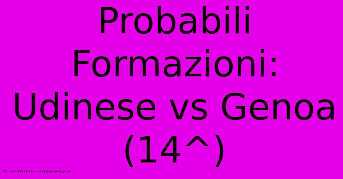 Probabili Formazioni: Udinese Vs Genoa (14^)