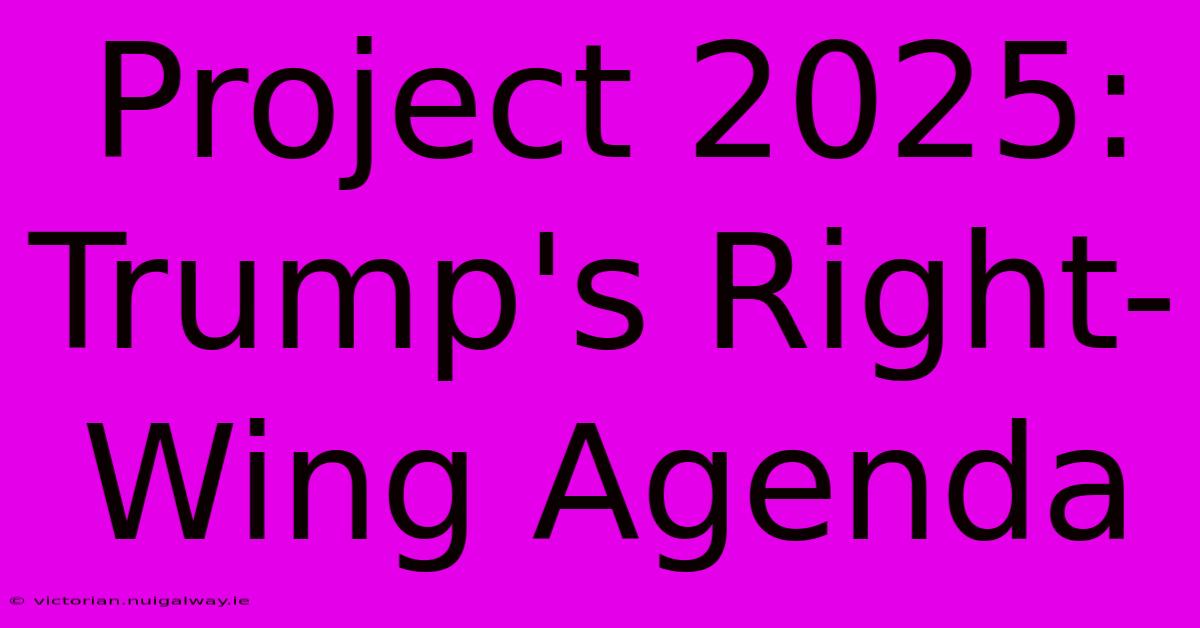 Project 2025: Trump's Right-Wing Agenda