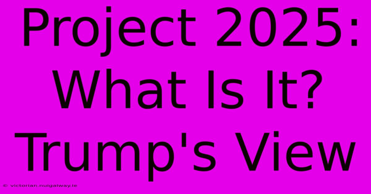 Project 2025: What Is It? Trump's View