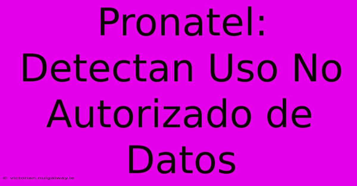 Pronatel: Detectan Uso No Autorizado De Datos