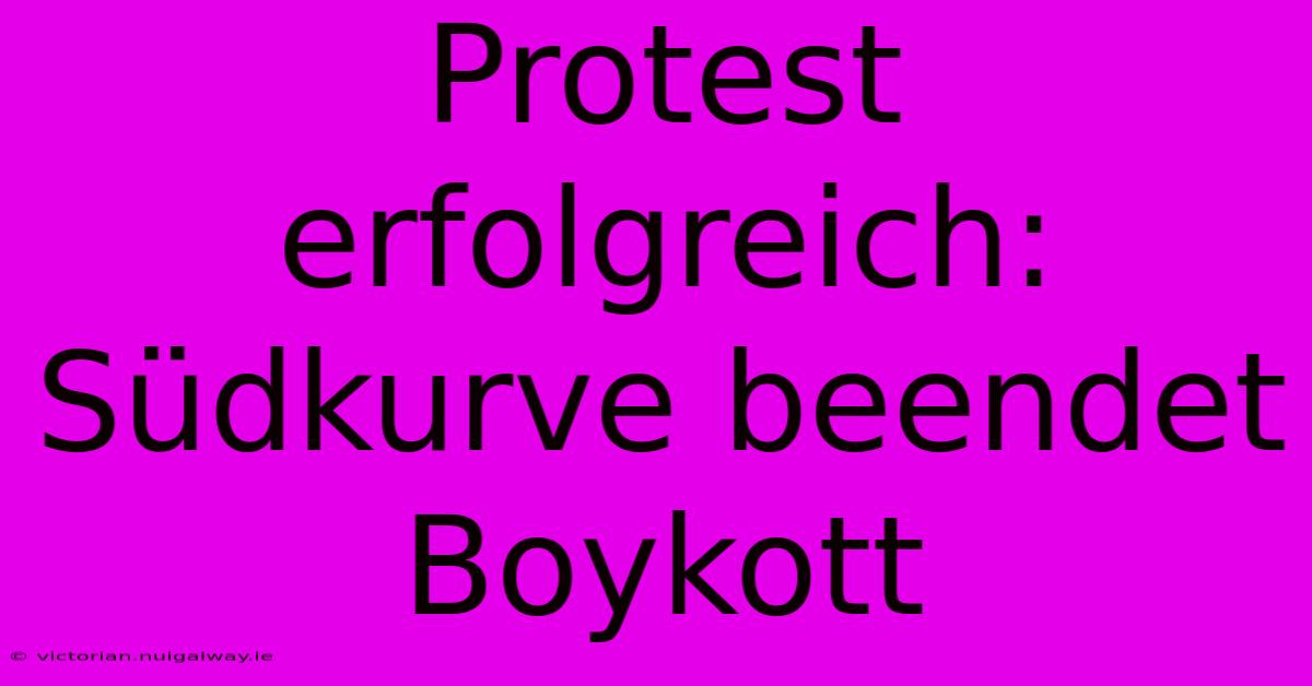 Protest Erfolgreich: Südkurve Beendet Boykott