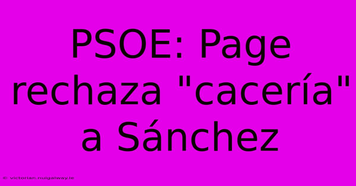 PSOE: Page Rechaza 