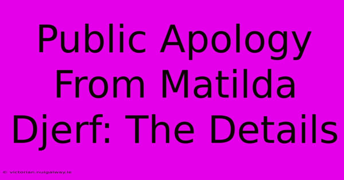 Public Apology From Matilda Djerf: The Details