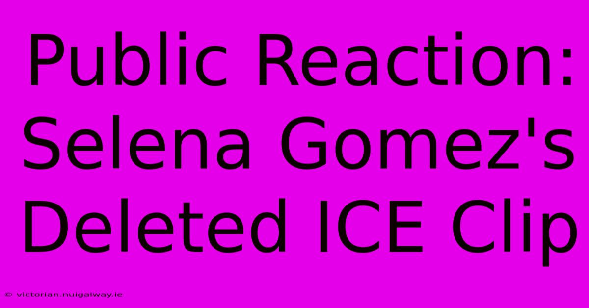 Public Reaction: Selena Gomez's Deleted ICE Clip