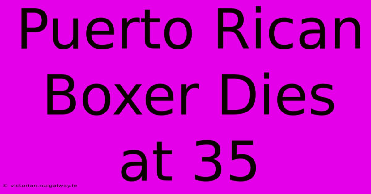 Puerto Rican Boxer Dies At 35