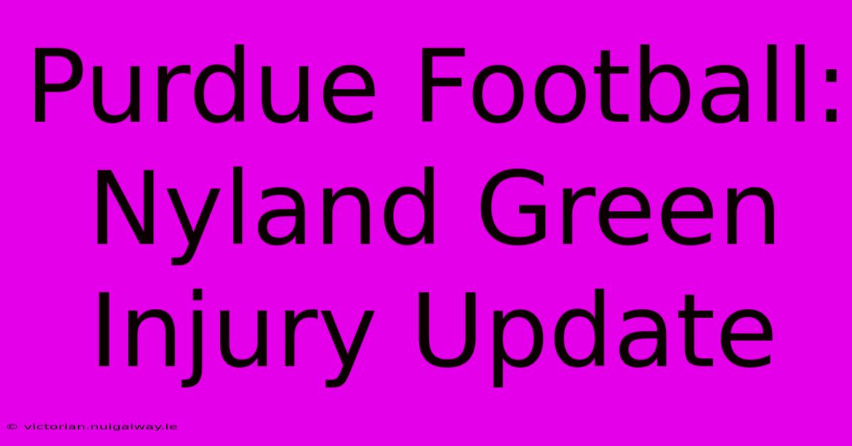 Purdue Football: Nyland Green Injury Update