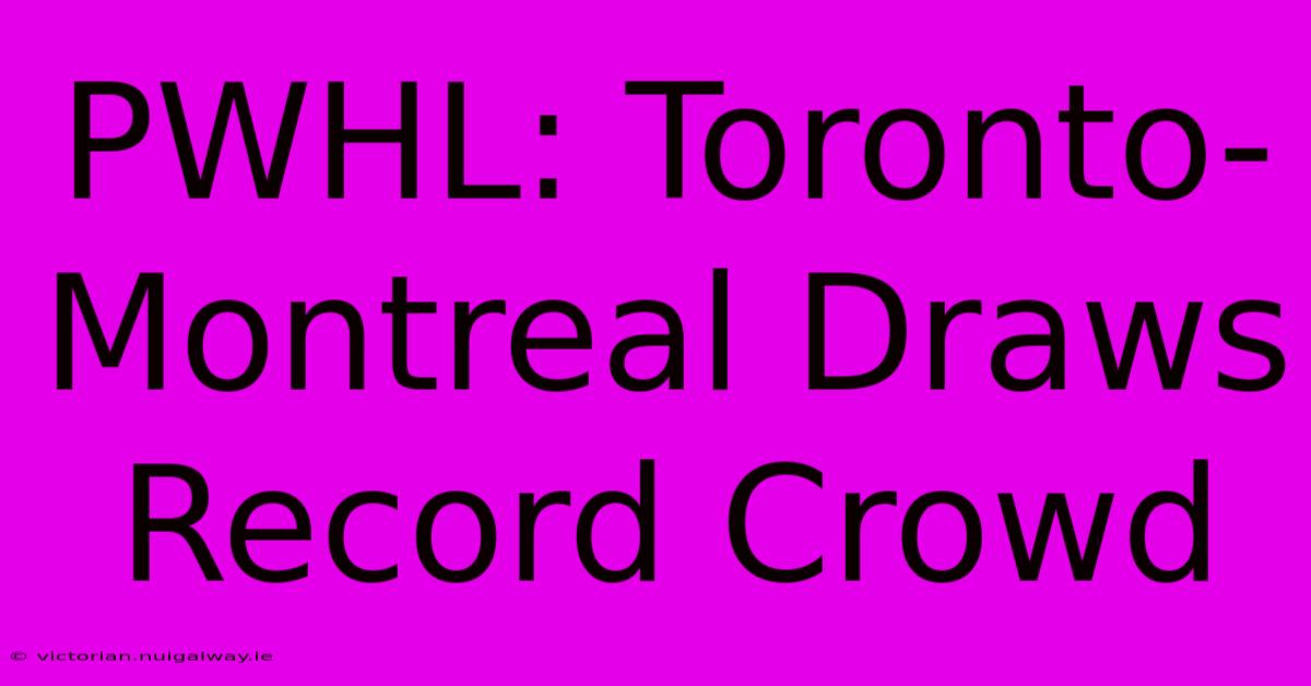 PWHL: Toronto-Montreal Draws Record Crowd