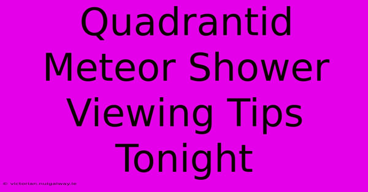 Quadrantid Meteor Shower Viewing Tips Tonight