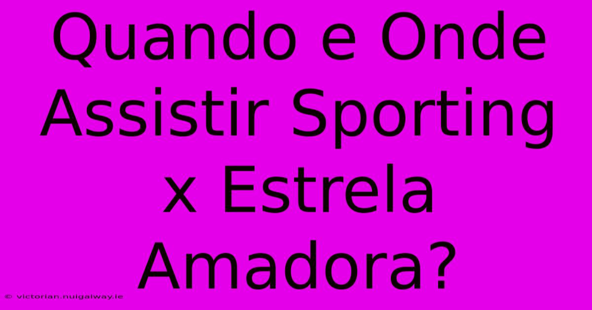 Quando E Onde Assistir Sporting X Estrela Amadora?