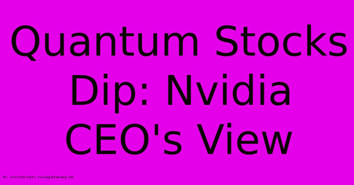 Quantum Stocks Dip: Nvidia CEO's View