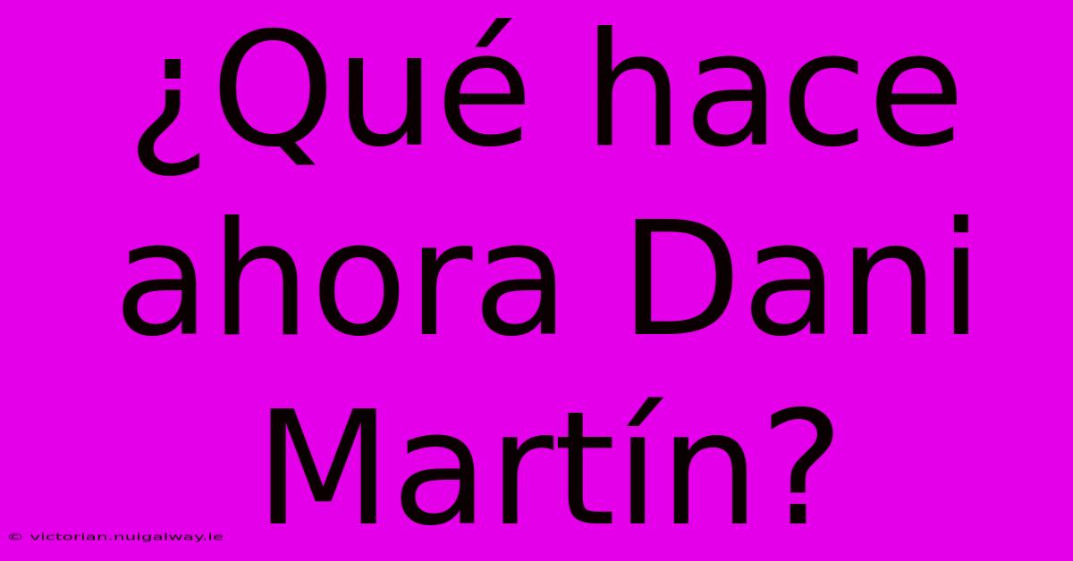 ¿Qué Hace Ahora Dani Martín?