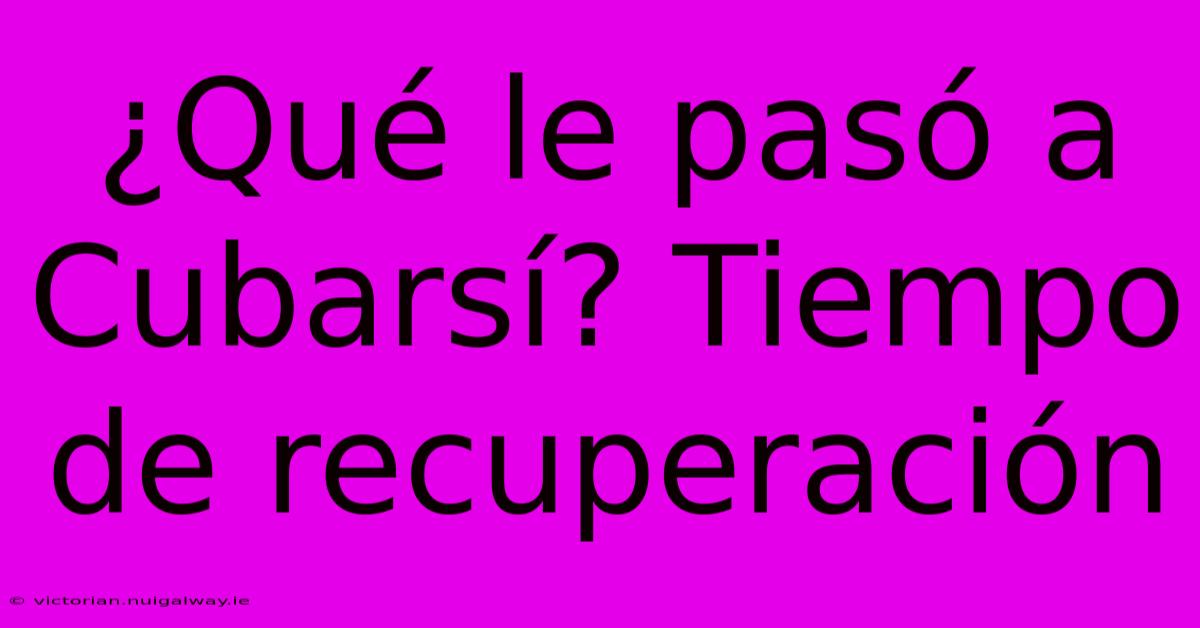 ¿Qué Le Pasó A Cubarsí? Tiempo De Recuperación