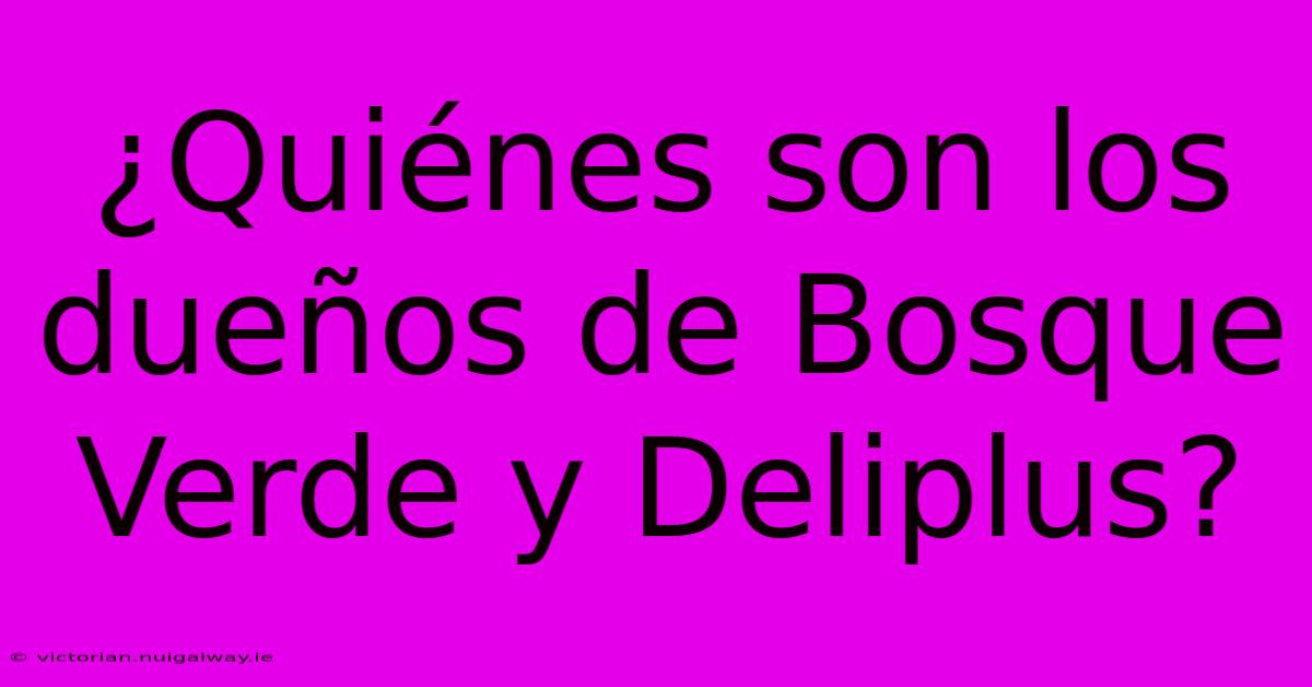 ¿Quiénes Son Los Dueños De Bosque Verde Y Deliplus?